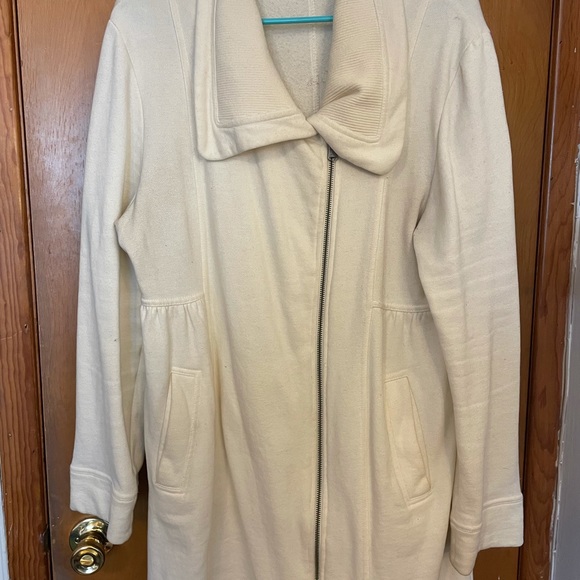Prana Mila Sweater Jacket Cream Asymmetrical Full Zip - Picture 6 of 11